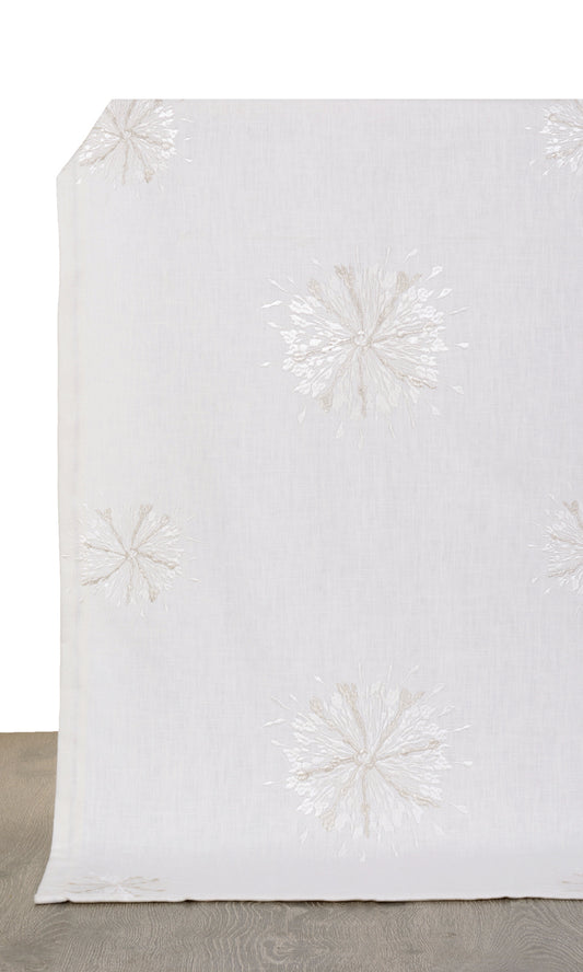 Sunburst Embroidered Drapery (White/ Pale Gray)