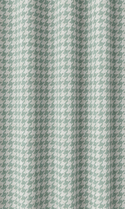 Houndstooth Print Curtains (Blue/ White)
