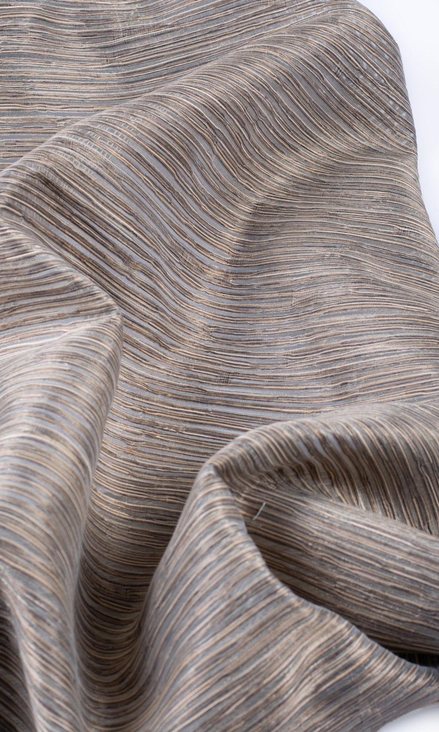 Striped Sheer Fabric By the Metre for Curtains & Drapes (Mocha Brown)