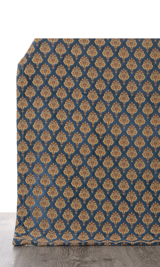 Velvet Home Décor Fabric Sample (Navy Blue and Gold)