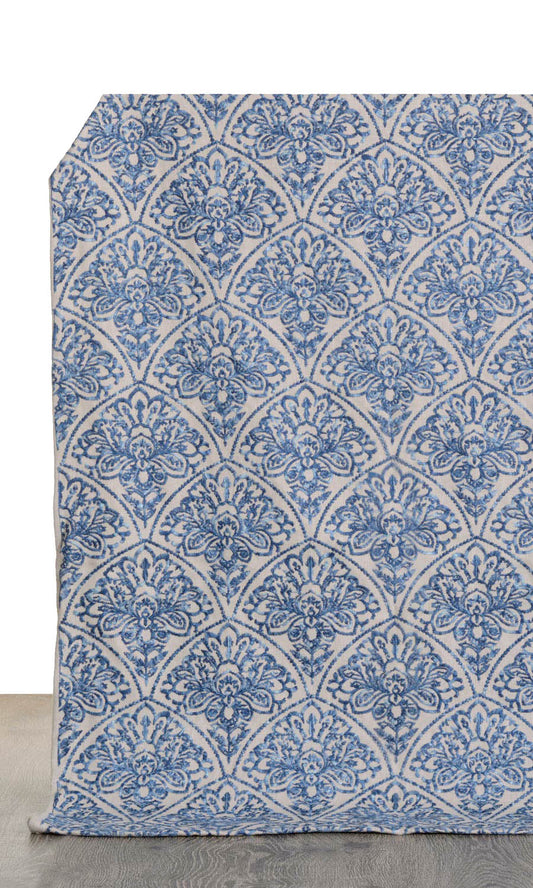 Embroidered Drapes (Pale Beige/ Ink Blue)