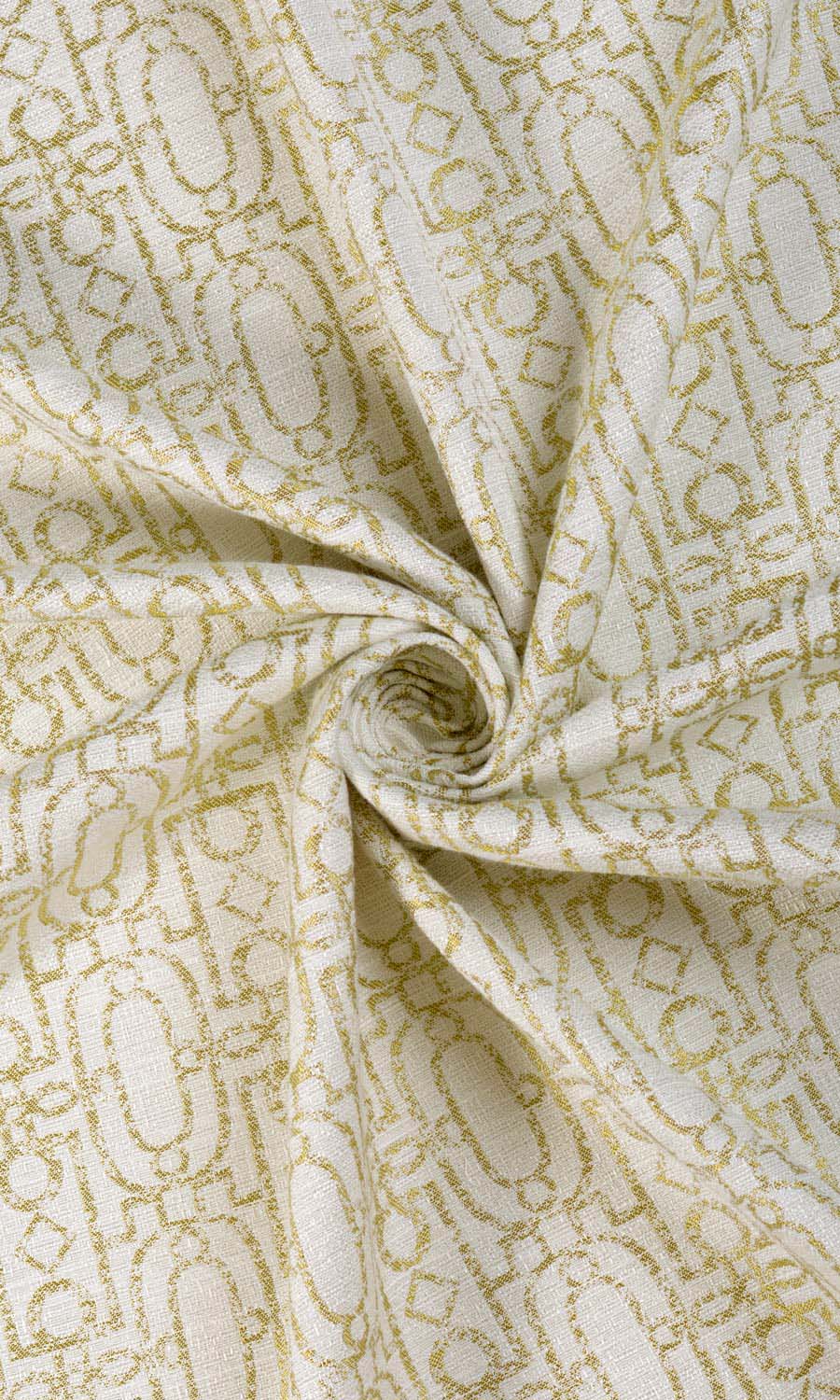 Trellis Poly-Cotton Fabric By the Metre for Curtains & Drapes (Off White/ Green)