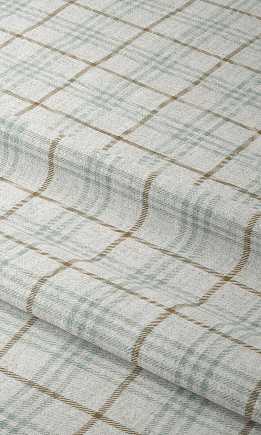 Modern Check Home Décor Fabric By the Yard (White/ Blue/ Brown)