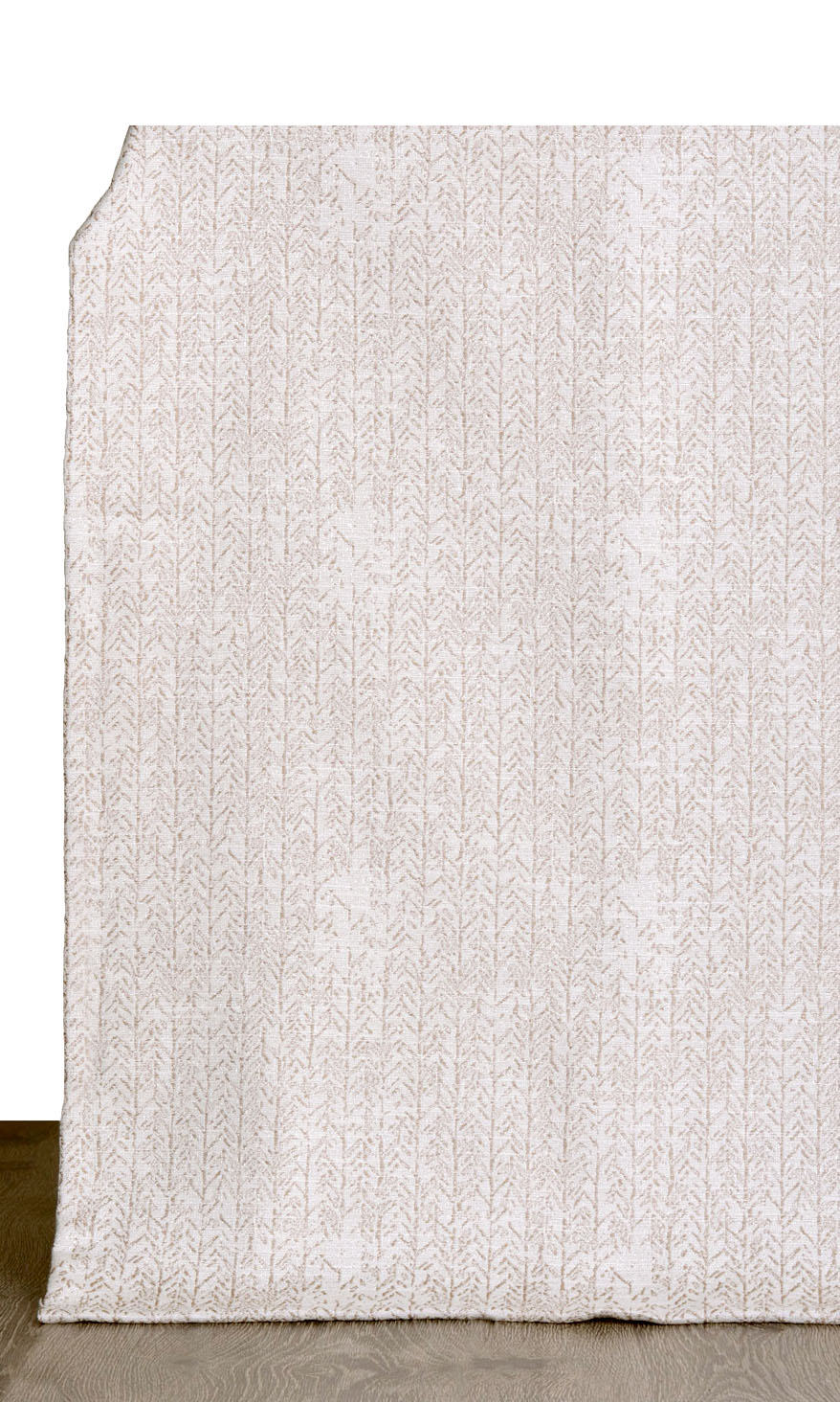 Herringbone Poly-Cotton Window Treatments Fabric By the Metre (Off White/ Brown)