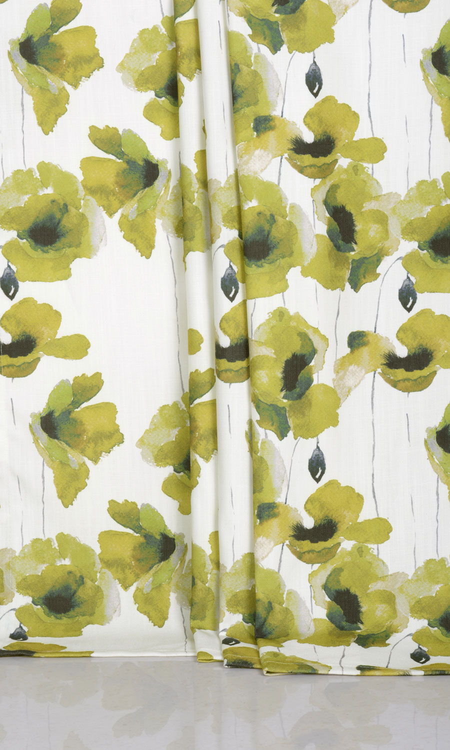 Water Lilies Floral Window Treatments Fabric By the Metre (Yellow/ Green)