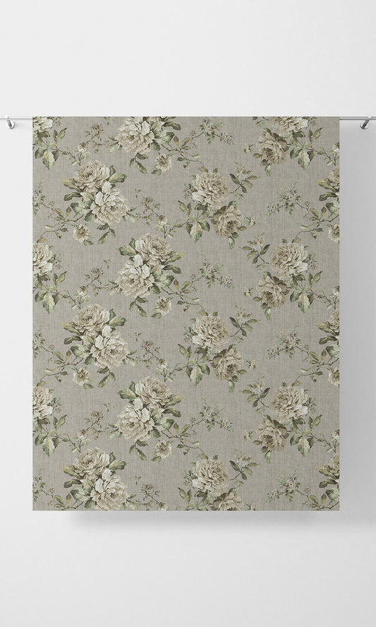 Country Floral Home Décor Fabric By the Yard (Warm Grey)