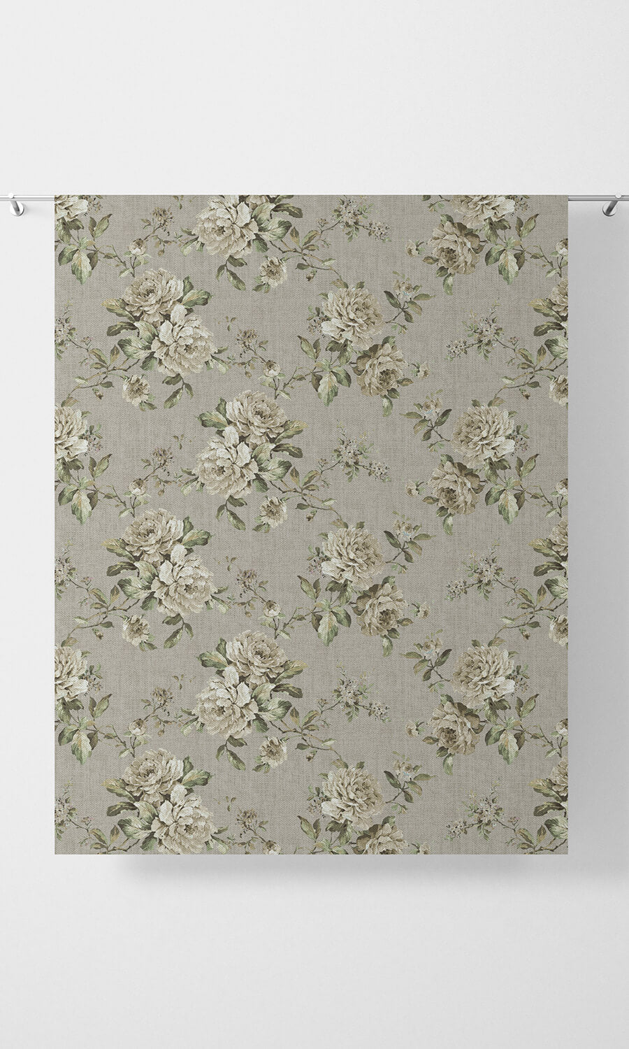 Country Floral Home Décor Fabric By the Metre (Warm Grey)