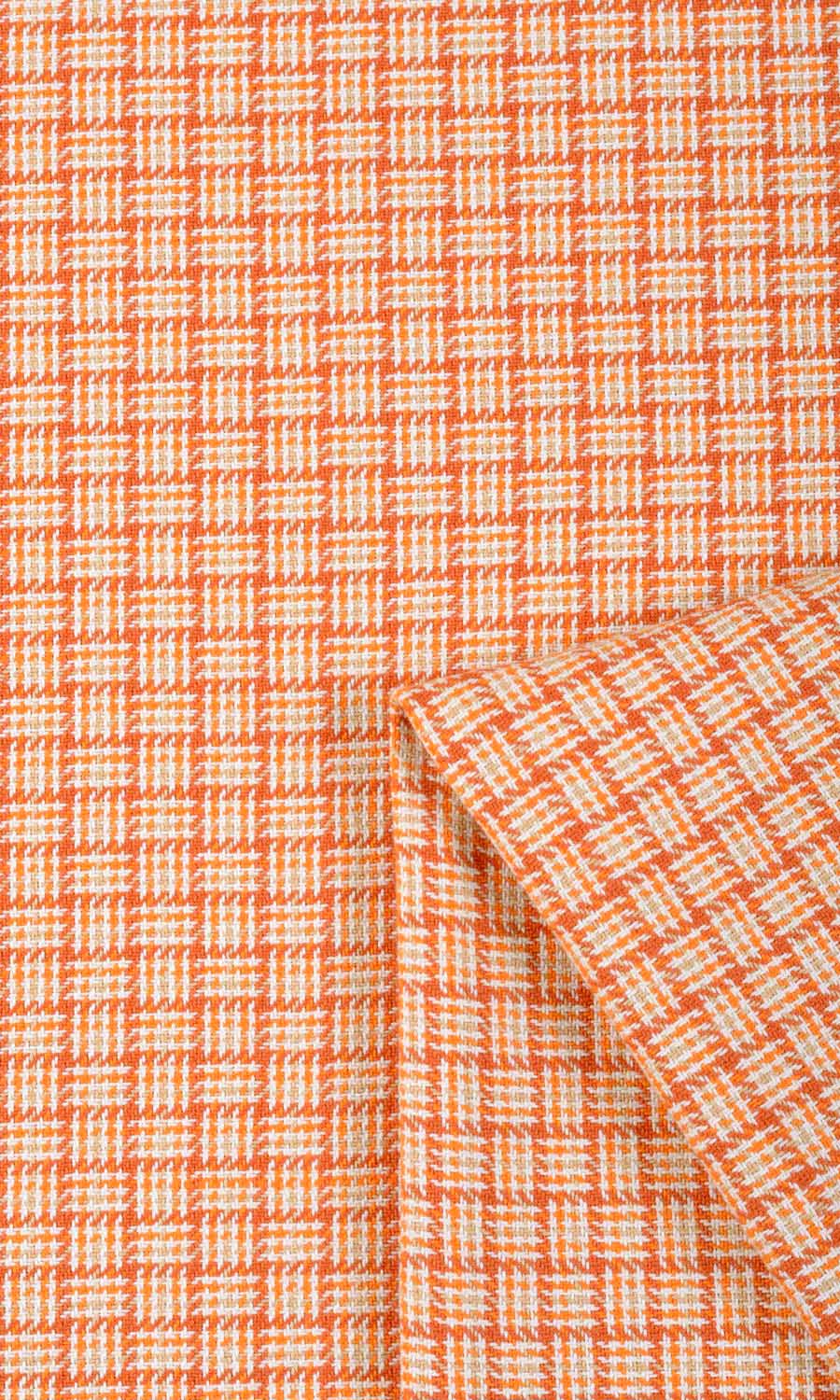 Basketweave Cotton Fabric By the Metre for Curtains & Drapes (Orange/ Candy Red)