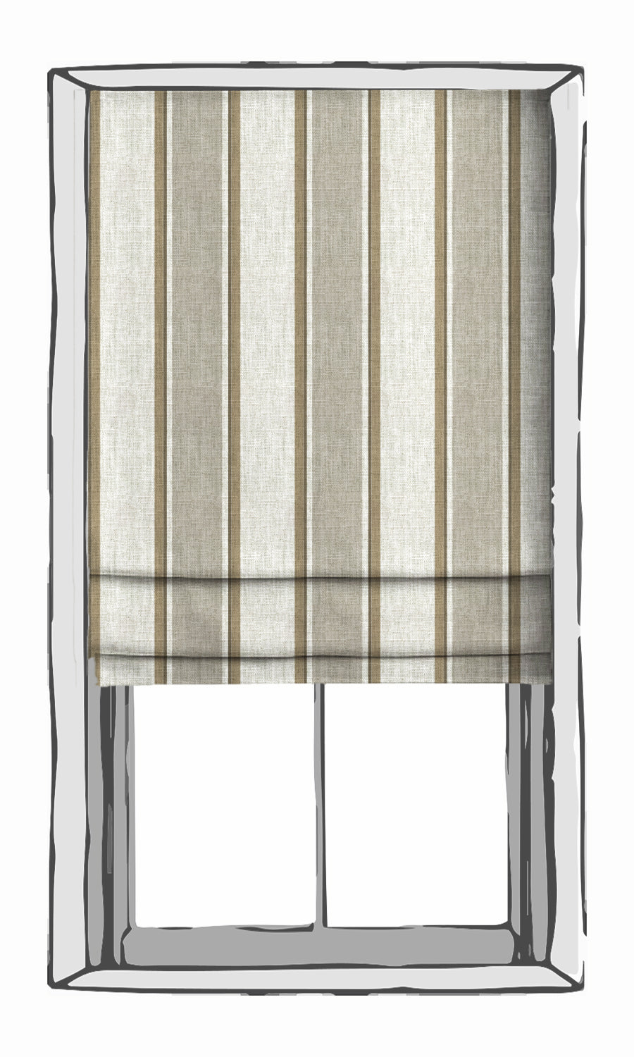 Striped Window Treatments Fabric By the Metre (White/ Brown/ Beige)