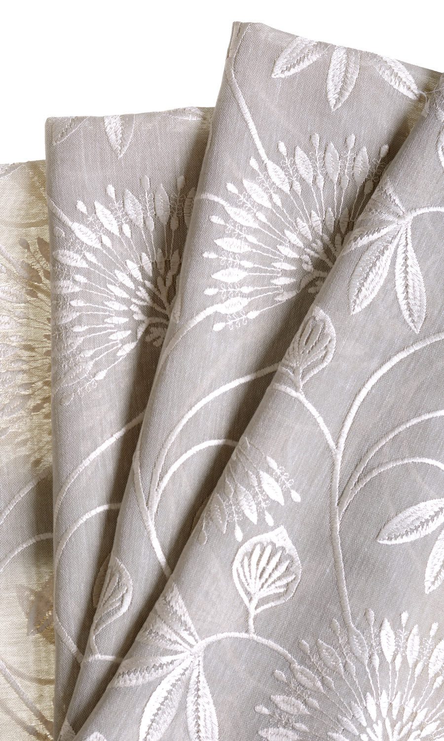 Semi Sheer Home Textile Fabric Material Sample (Warm Gray/ White)