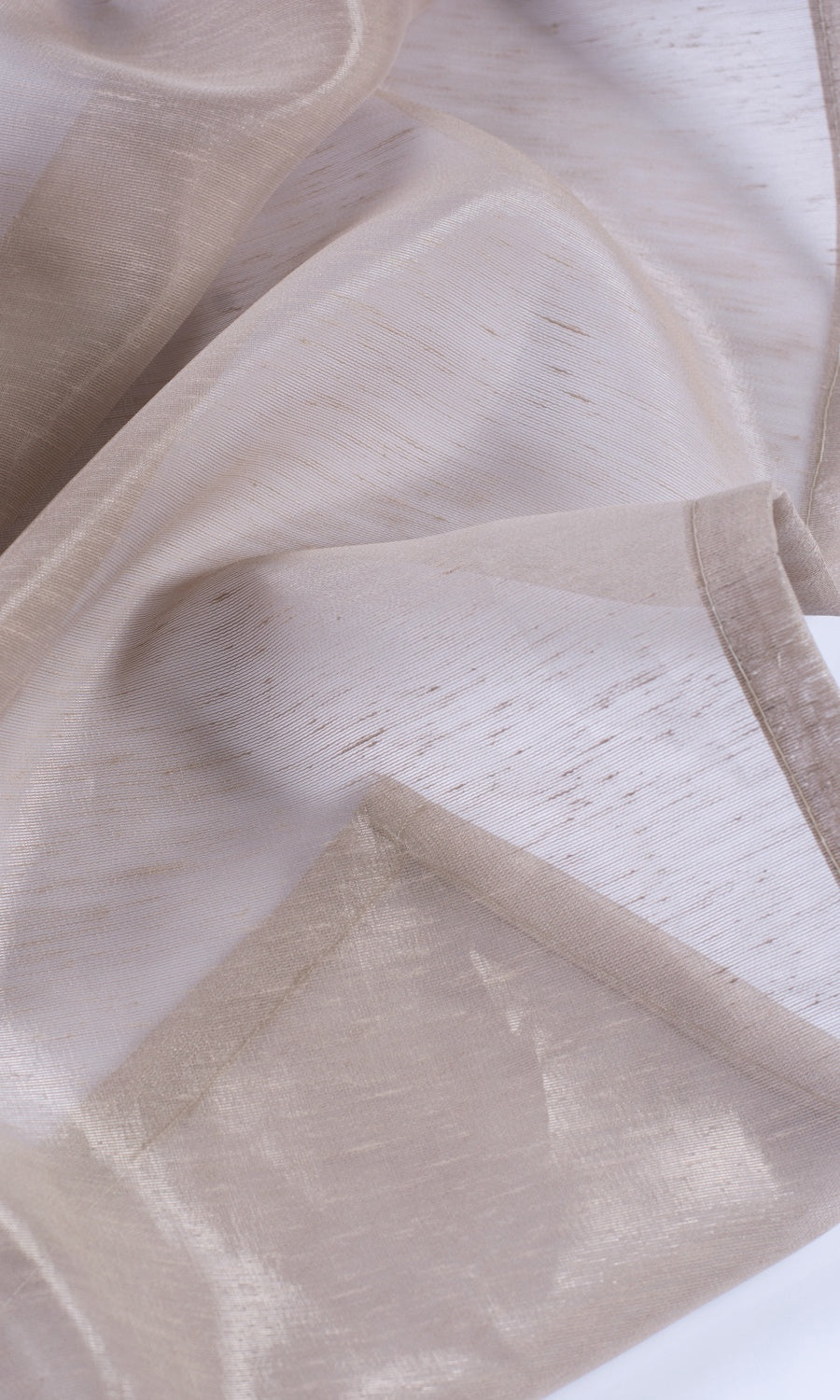 Textured Sheer Fabric By the Metre for Curtains & Drapes (Hazelwood Beige/ Brown)