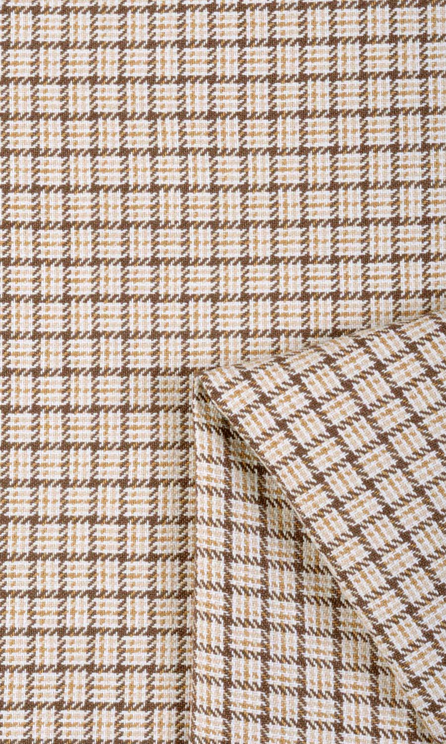 Check Cotton Free Fabric Material Sample (Brown/ Mocha/ Cream)