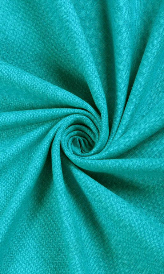 Linen-Blend Home Décor Fabric Sample (Turquoise Blue)