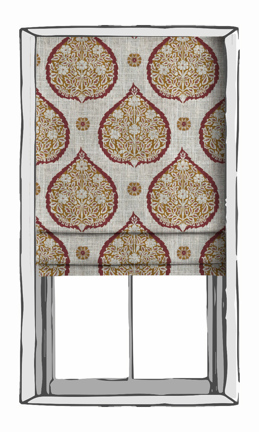 Paisley Window Treatments Fabric Sample (Red/ Orange)
