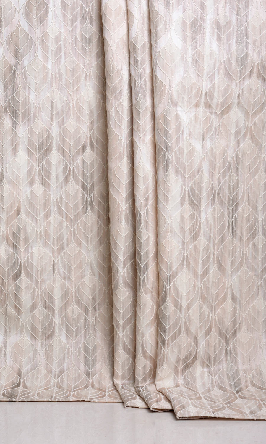 Petal Patterned Fabric By the Metre for Curtains & Drapes (Pale Grey/ Beige)