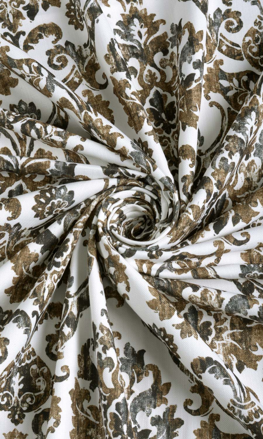 Damask Print Fabric By the Metre for Curtains & Drapes (Brown/ Grey)