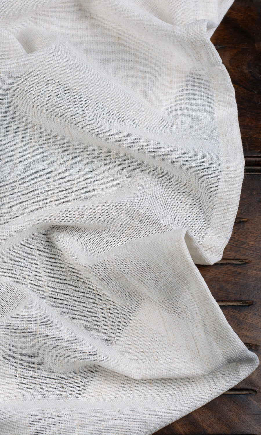 Poly-Linen Sheer Fabric By the Metre for Curtains & Drapes (Ivory)