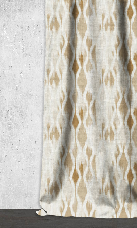 Ikat-Style Drapes (Eggshell White/ Pale Brown)