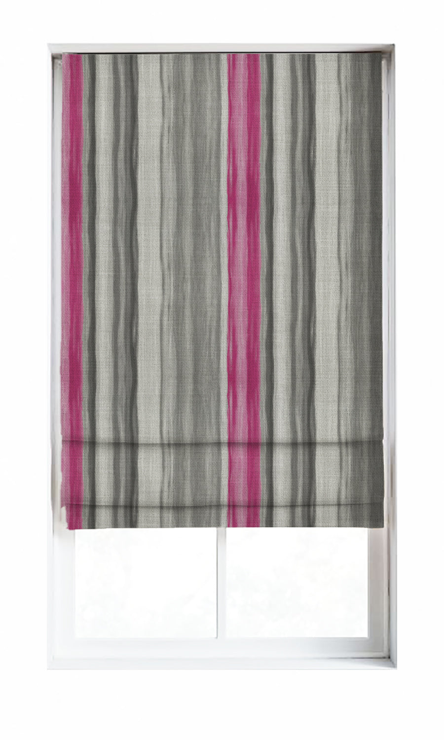 Watercolor Effect Striped Home Décor Fabric Sample (Grey/ Pink)