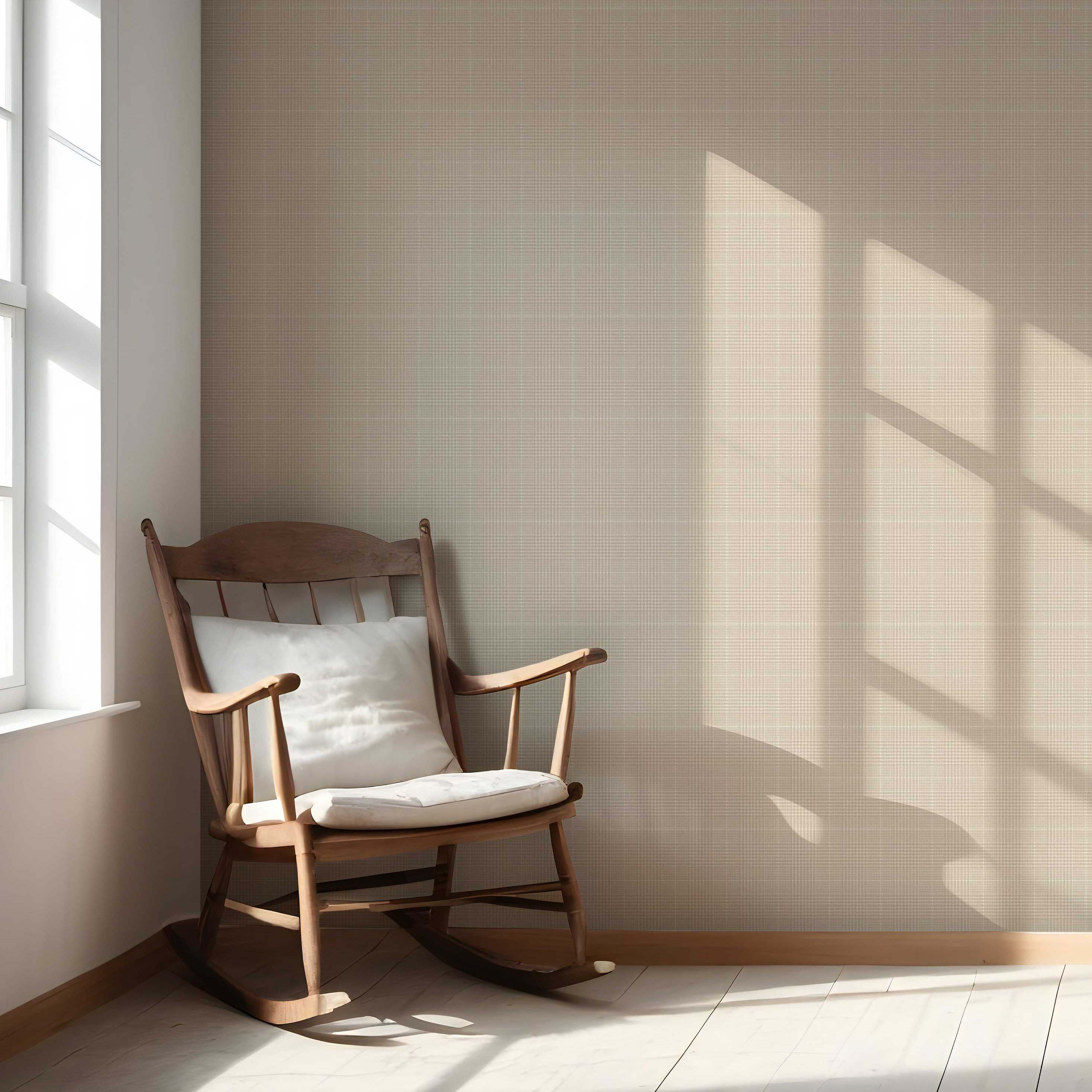 Neutral Textured Check/ Geometric Nursery Wallpaper Sample (Beige/ Taupe)