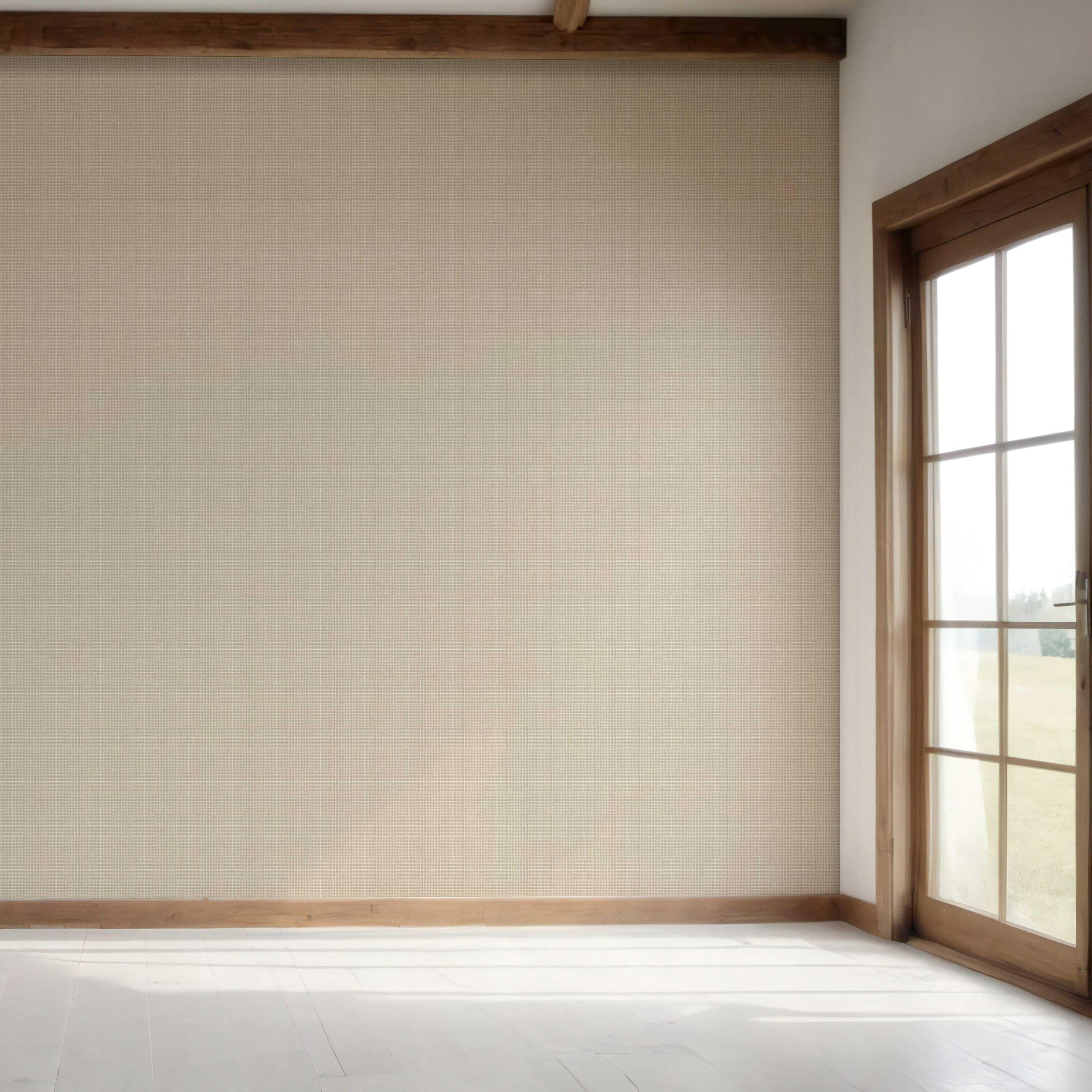 Neutral Textured Check/ Geometric Bedroom Wallpaper Sample (Beige/ Taupe)