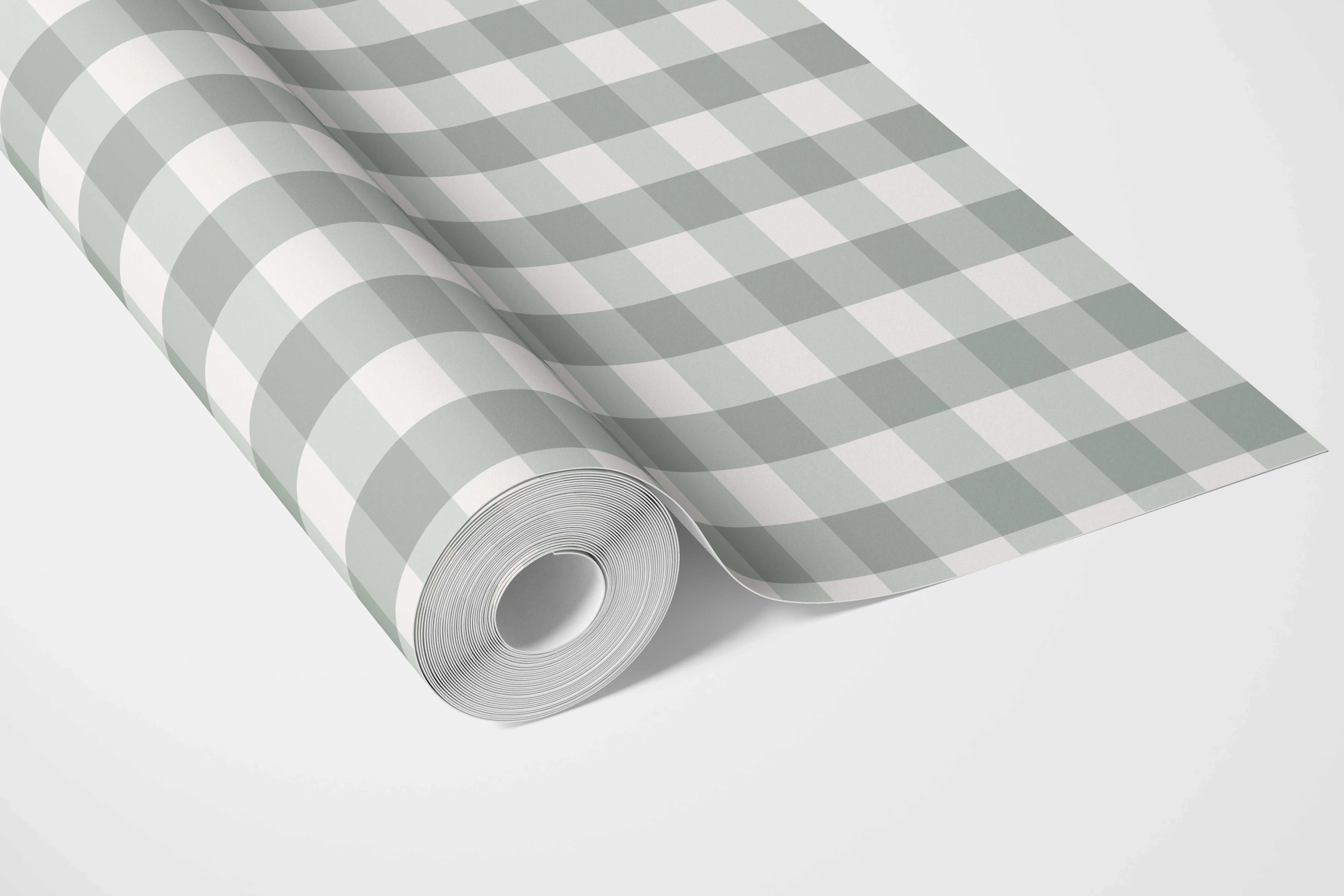 Geometric Gingham Bathroom Wallpaper Sample (Duck Egg Blue)