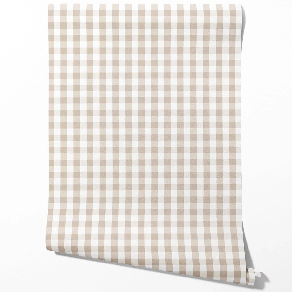 Neutral Geometric Gingham Traditional Wallpaper Sample (Soft Taupe)