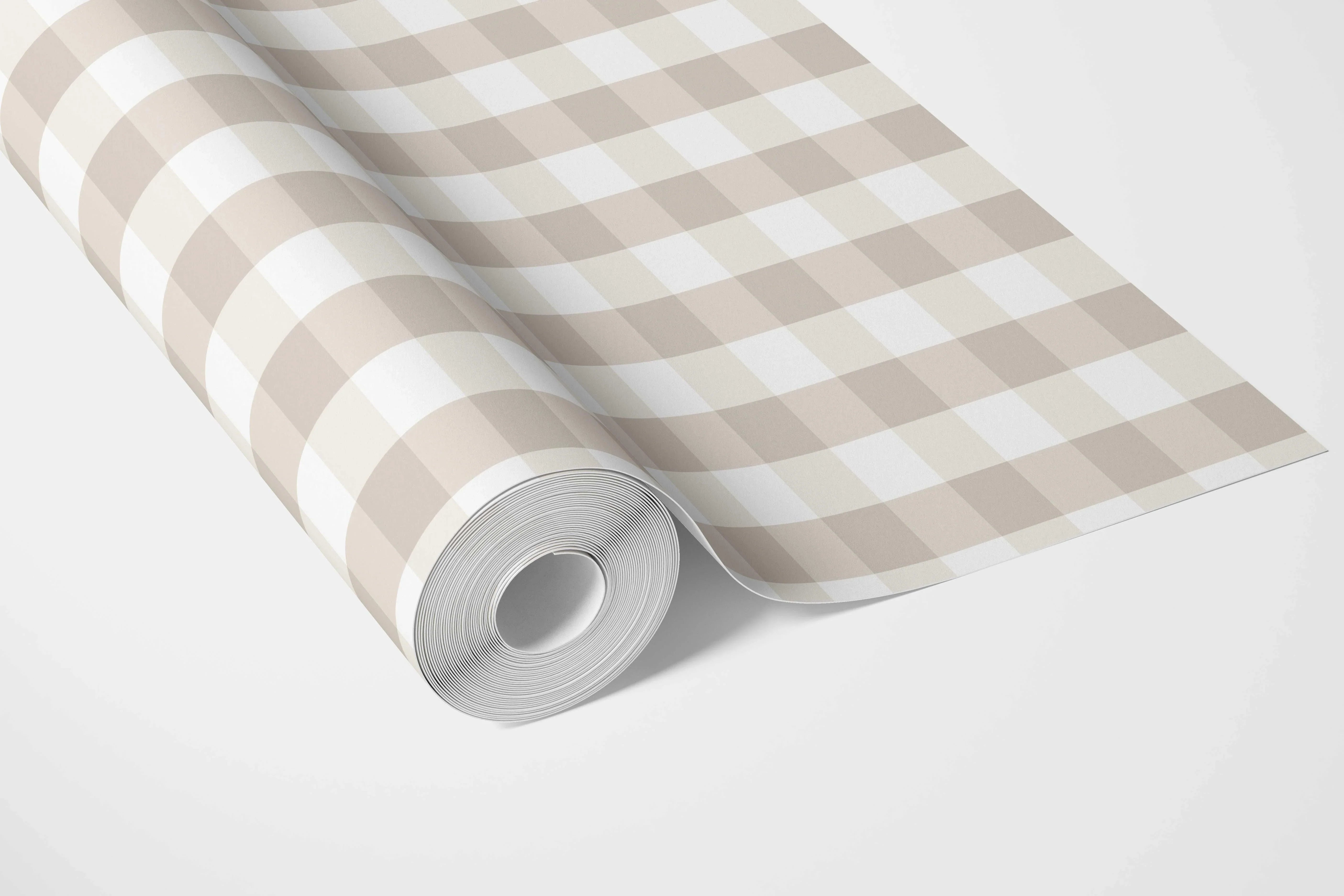 Neutral Geometric Gingham Bathroom Wallpaper Sample (Soft Taupe)