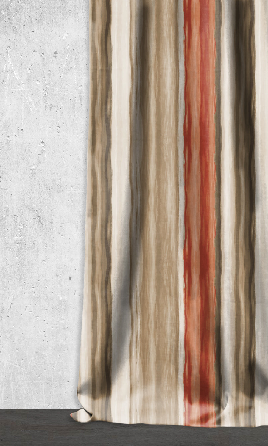 Room Darkening Striped Window Treatments Fabric By the Metre (Red/ Brown)