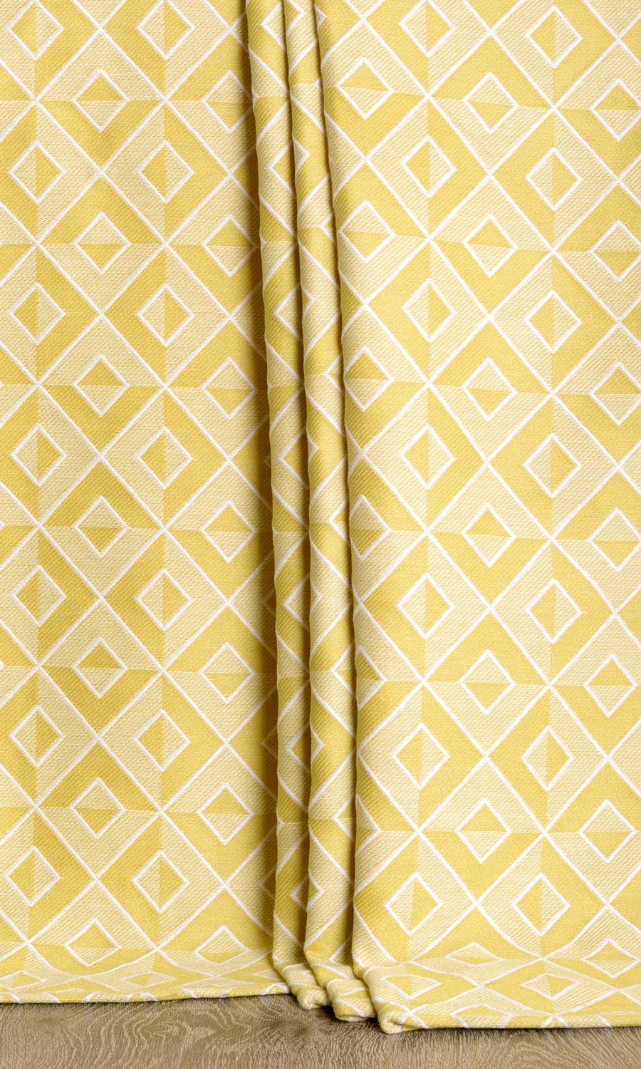 Woven Diamond Patterned Window Treatments Fabric By the Metre (Yellow)