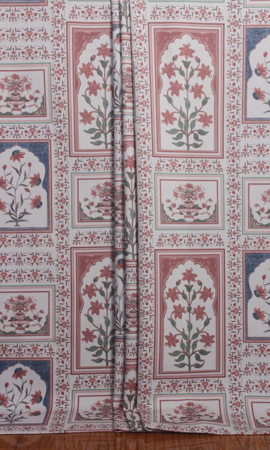 Floral Cotton Window Treatments Fabric By the Metre (Blush Red/ Blue)