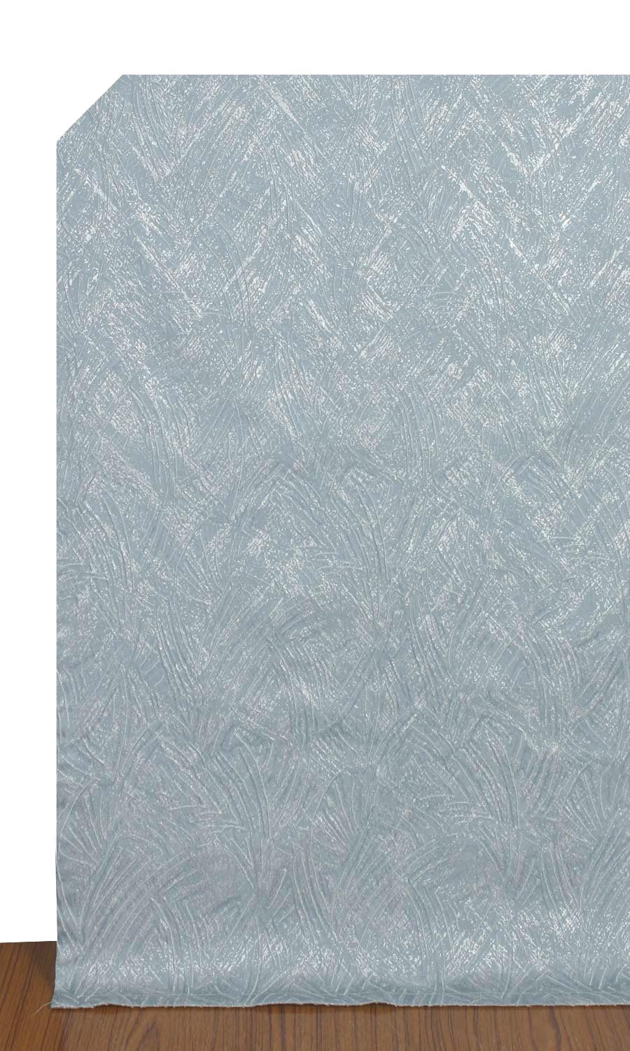 Self-Patterned Poly-Cotton Window Treatments Fabric Sample (Light Blue)