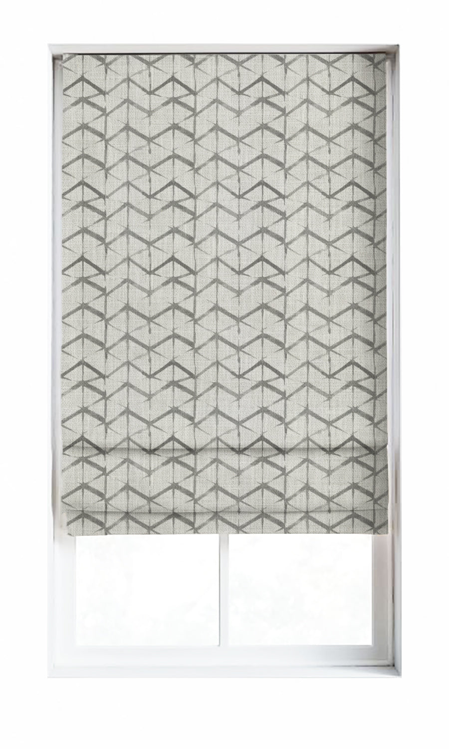 Bow-Arrow Patterned Window Treatments Fabric Sample (White/ Grey)