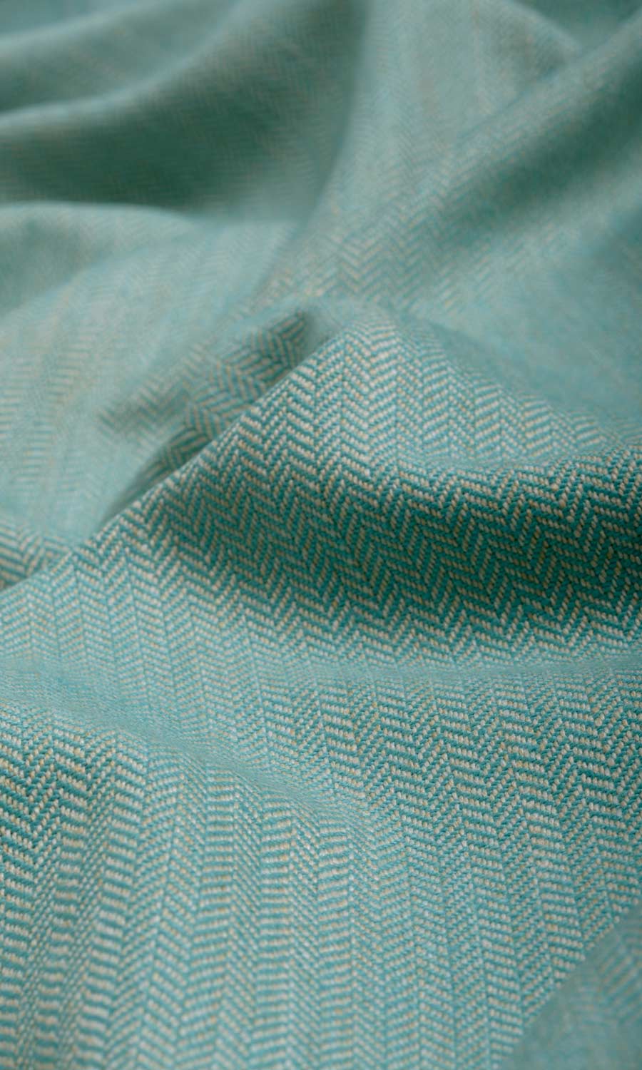 Herringbone Textured Window Treatments Fabric By the Metre (Turquoise Blue)