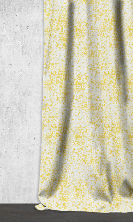 Abstract Print Drapes (White/ Yellow)