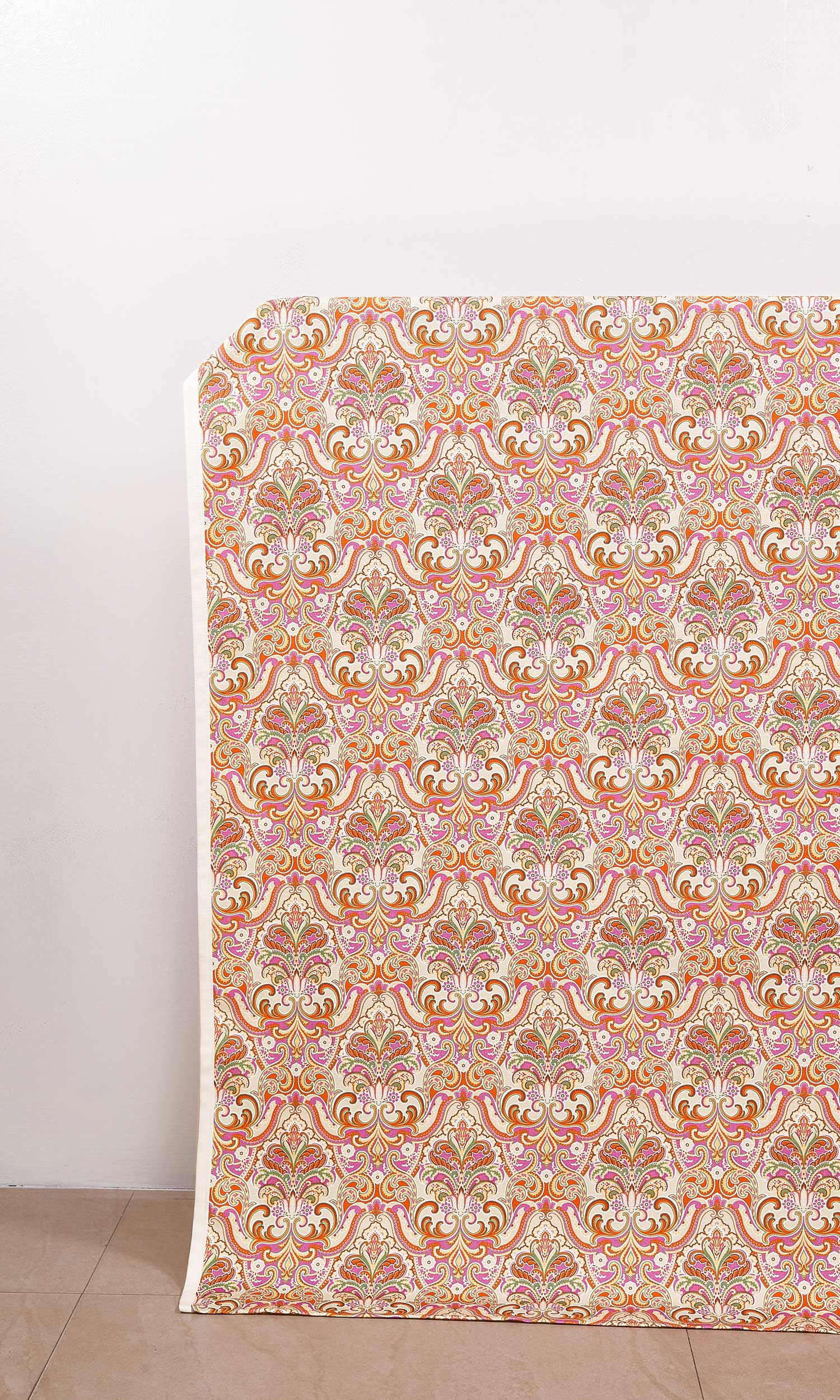 Fleur De Lis Print Home Décor Fabric By the Metre (Orange/ Purple)