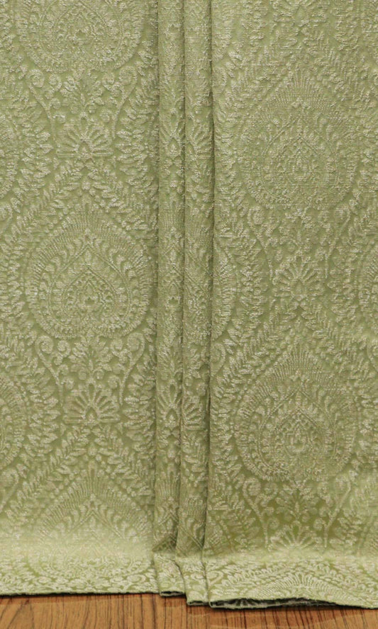 Textured Floral Curtains (Green)