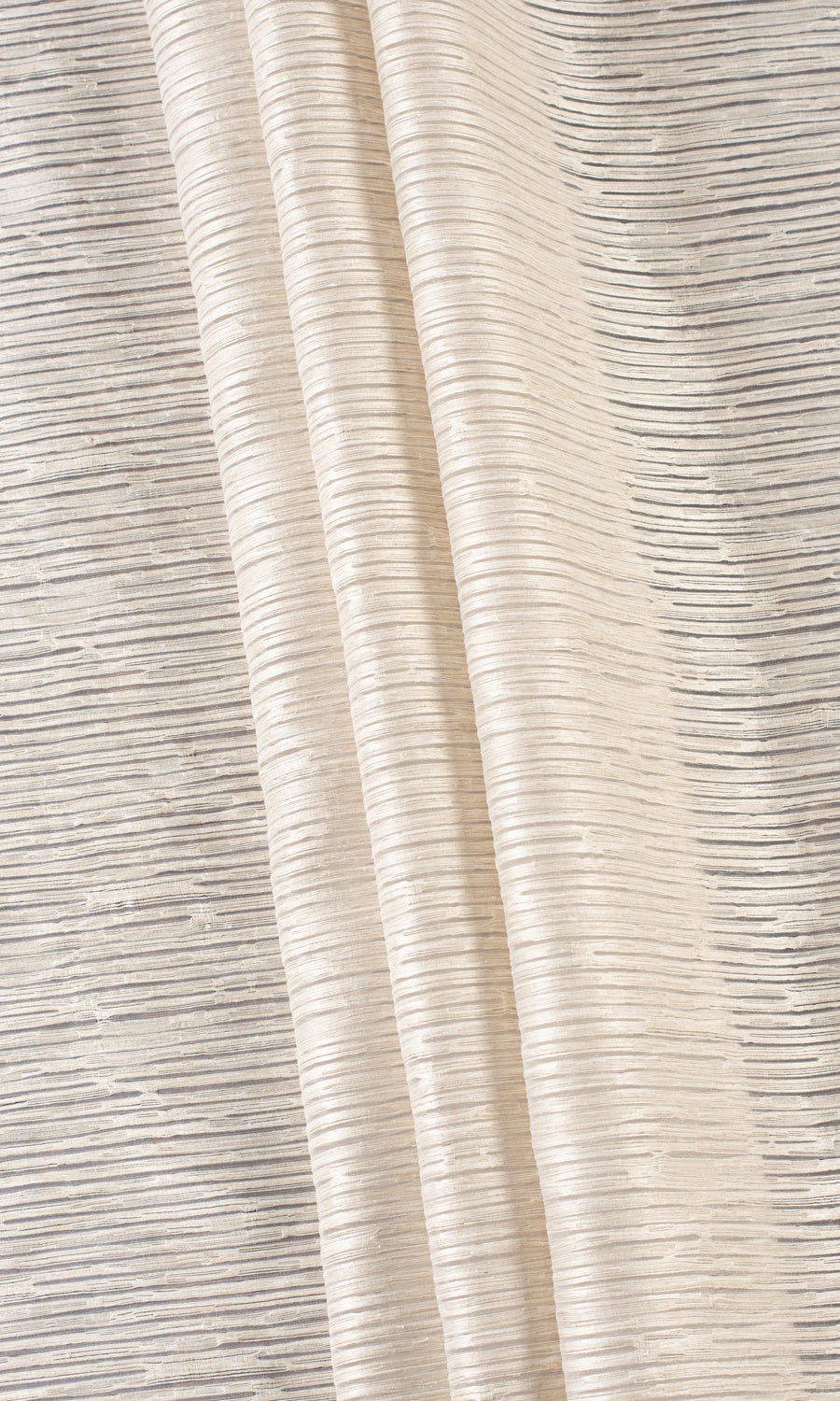 Striped Sheer Home Textile Fabric Material By the Metre (Pale Beige/ Ivory)