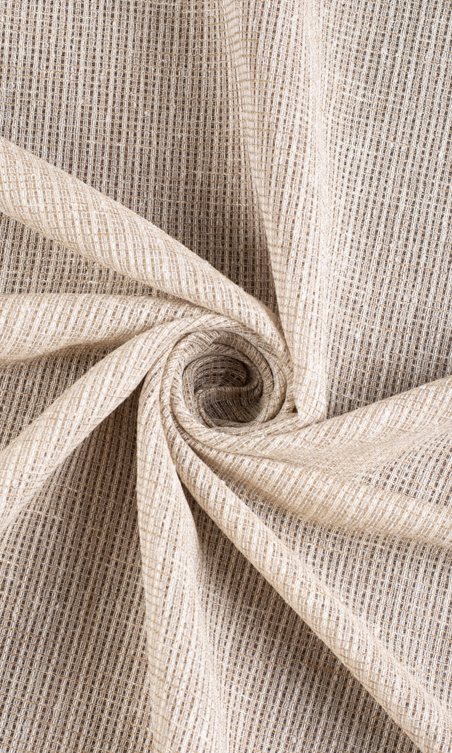 Checkered Sheer Free Fabric Material Sample (Beige/ Brown)