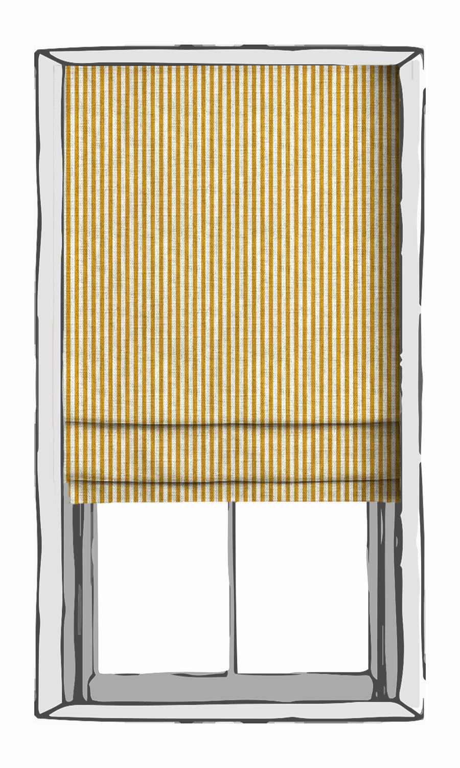 Modern Striped Fabric Material By the Metre (Deep Yellow/ White)