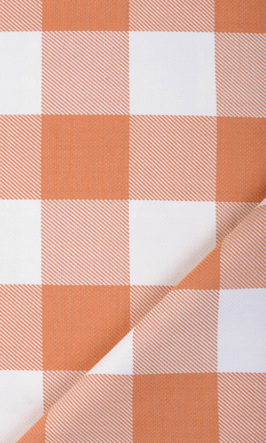 Buffalo Check Window Treatments Fabric By the Metre (Melon Orange/ White)