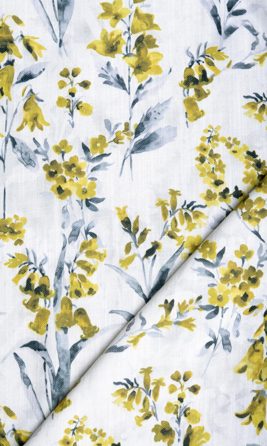 Floral Print Home Textile Fabric Material Sample (Yellow/ Gray)