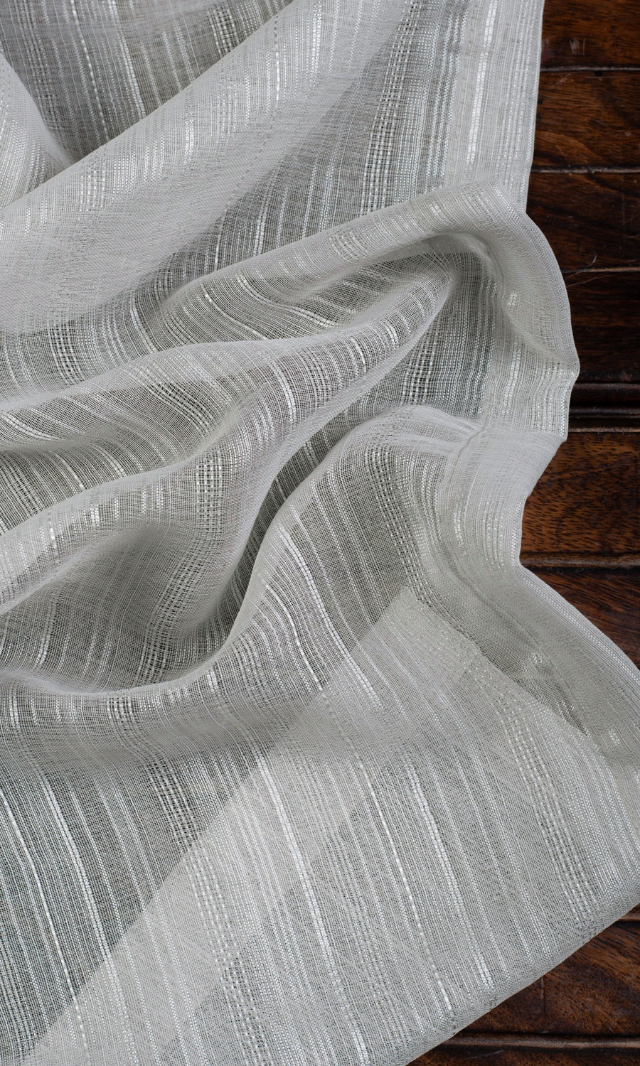 Woven Striped Sheer Free Fabric Material Sample (Grey)