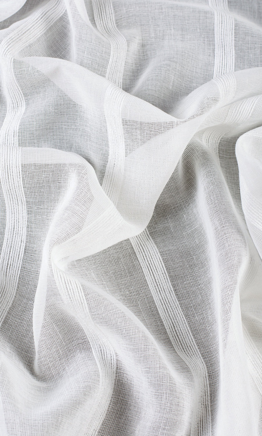Striped Sheer Fabric Sample for Curtains & Drapes (White)
