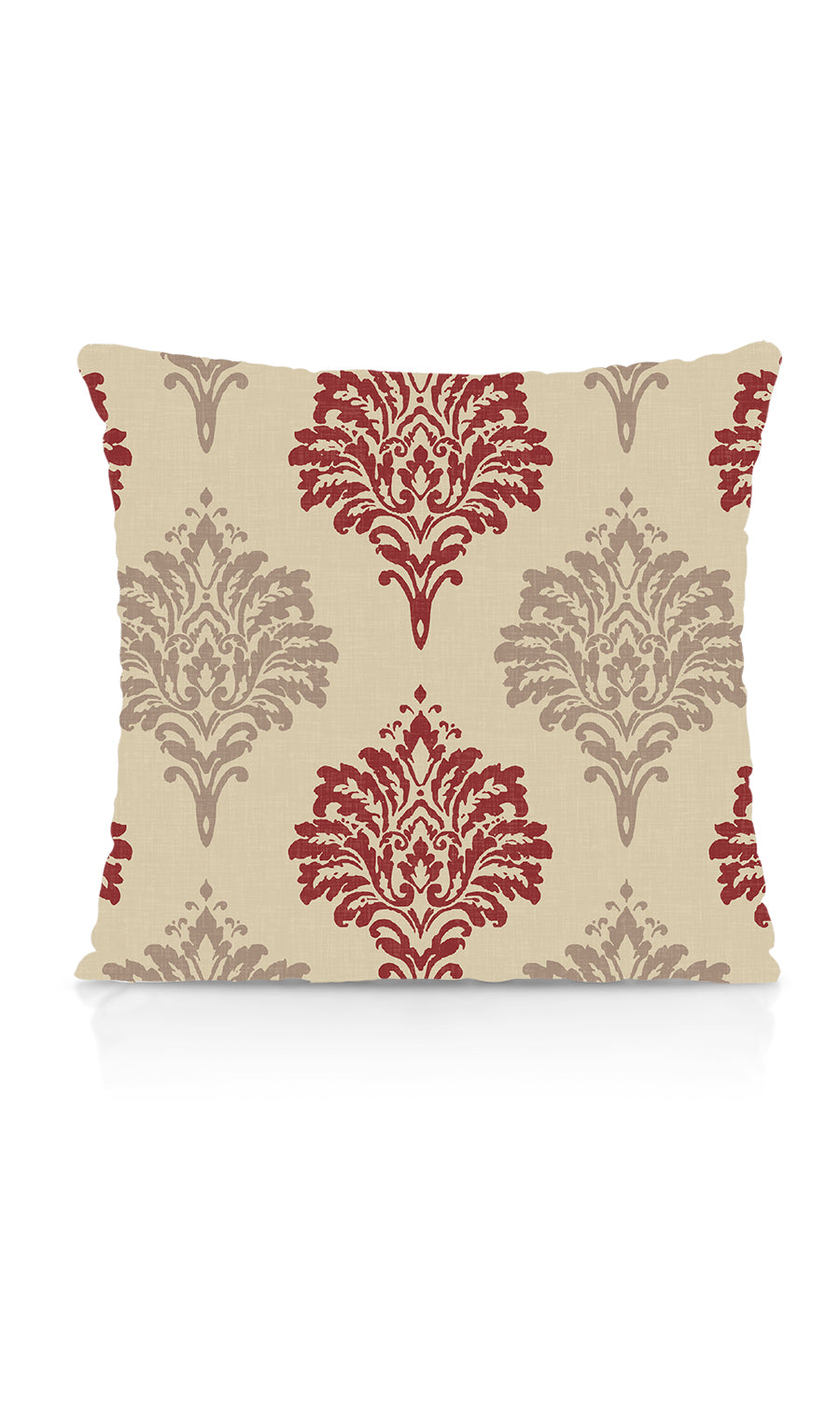 Damask Dimout Fabric Material By the Metre (Red/ Stone Grey)
