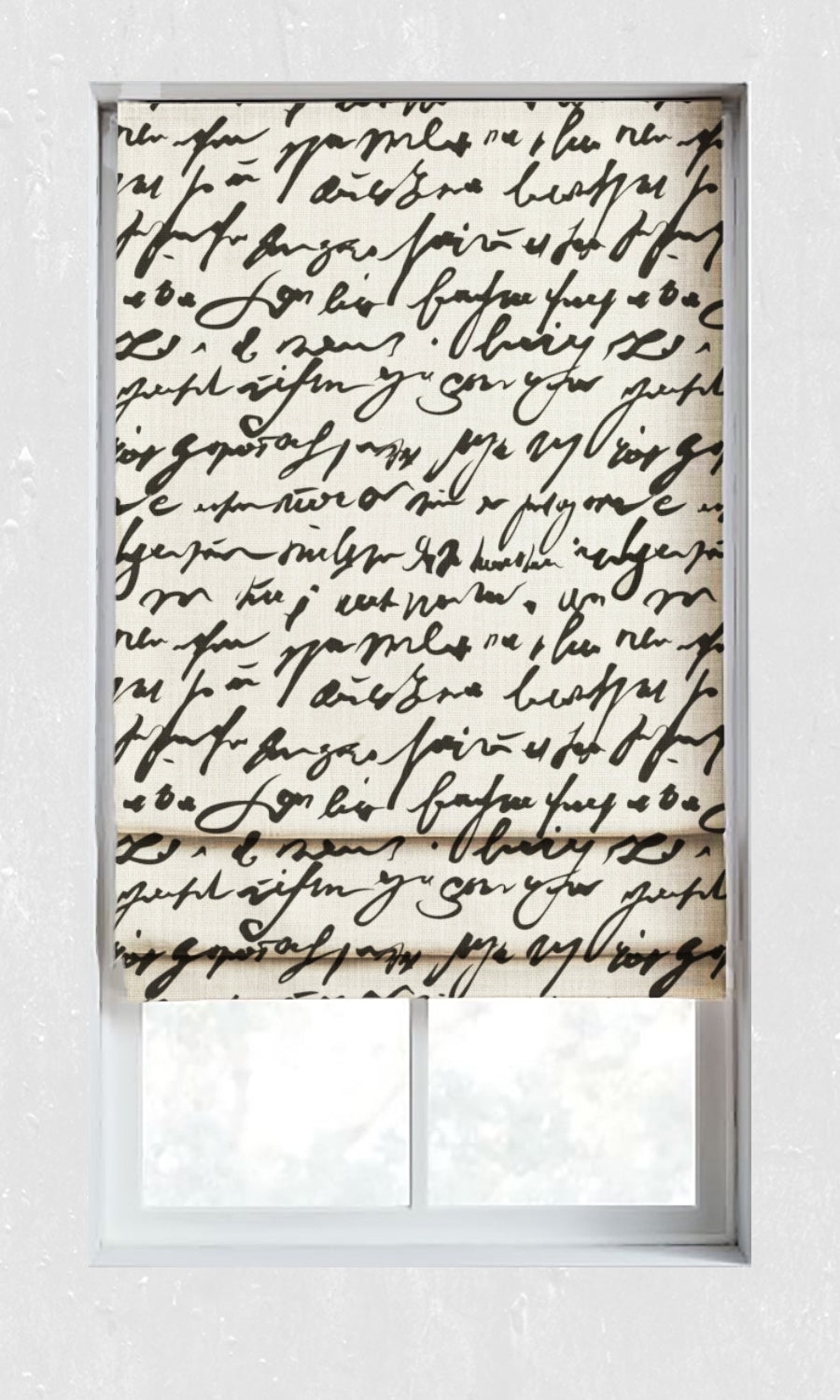 Script Print Window Treatments Fabric Sample (Black/ Milky White)