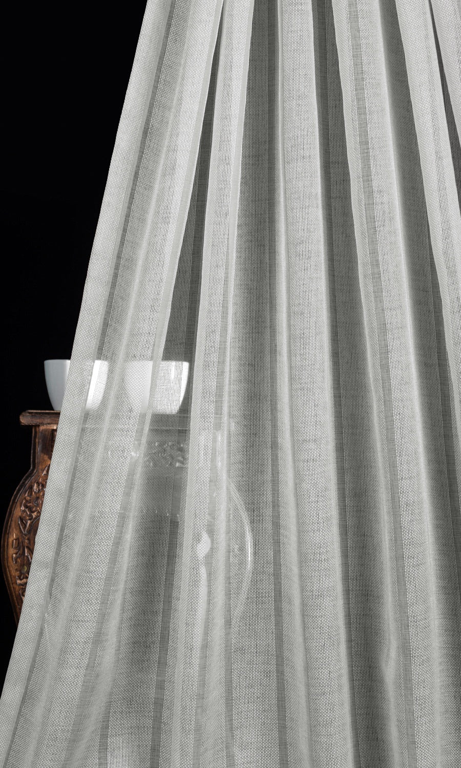 Textured Striped Sheer Home Décor Fabric By the Metre (Grey)