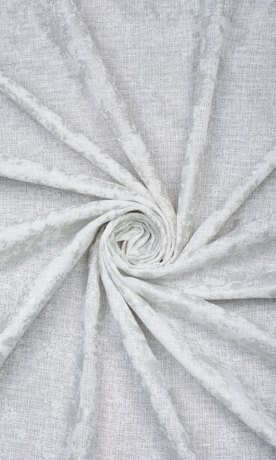 Metallic Accents Semi-Sheer Home Textile Fabric Material Sample (White)