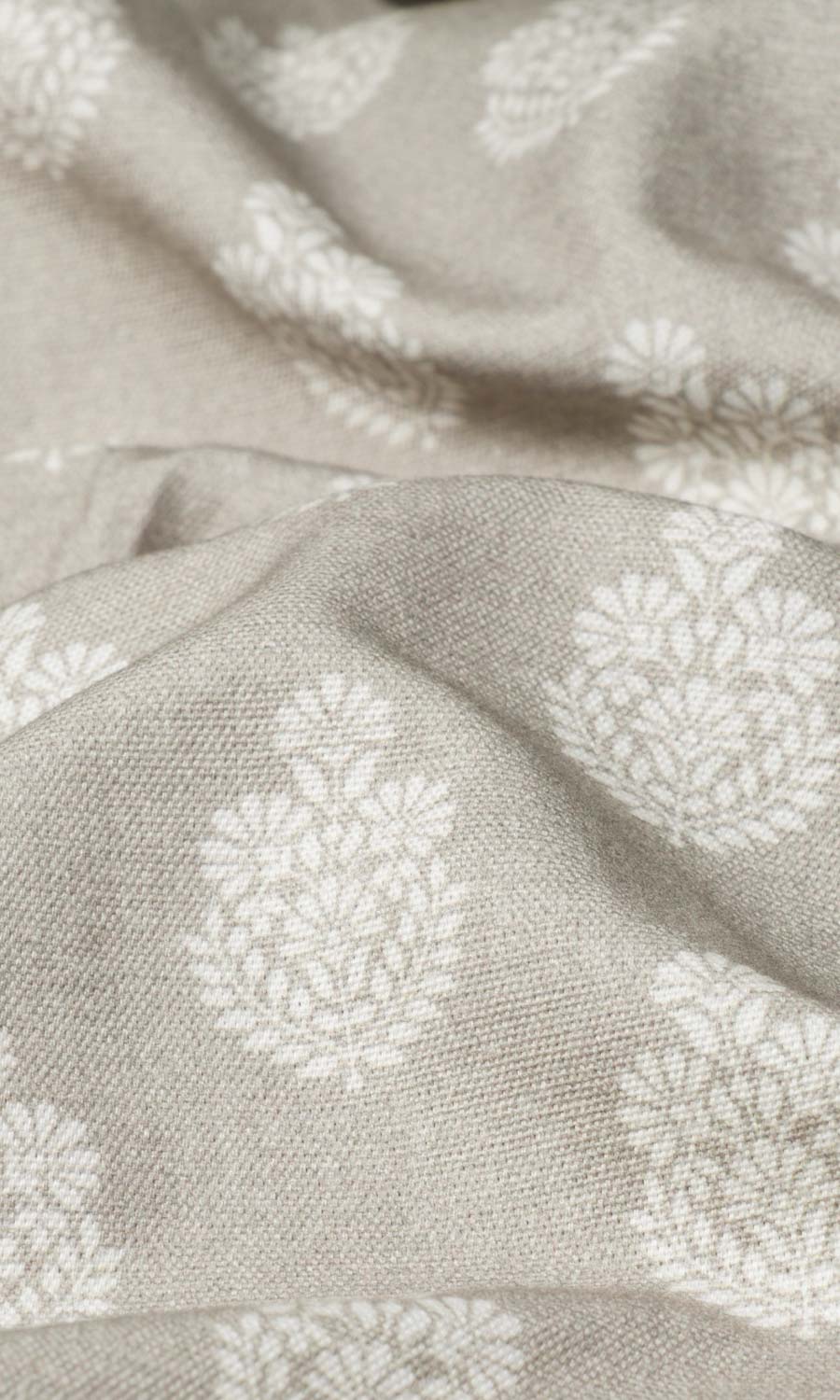 Floral Cotton Fabric Material By the Metre (Pale Beige)