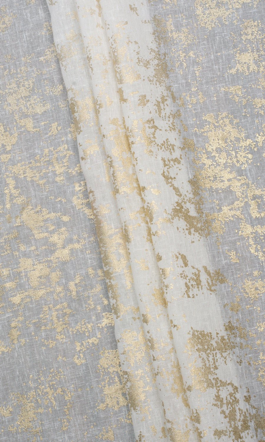 Metallic Print Semi-Sheer Home Textile Fabric Material By the Metre (Cream/ Golden)